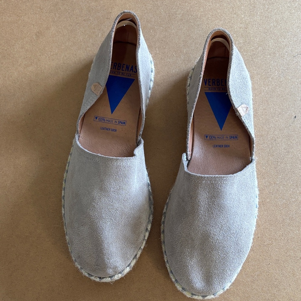 Verbenas Espadrille Flats Suede Leather Slip On‎ Loafers Made in Spain Size 40
